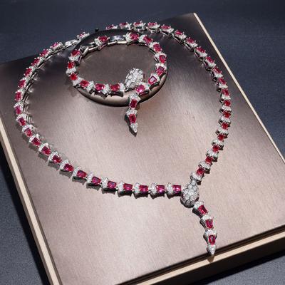Treasure Jewelry Honggang Zircon Necklace Earrings Set Premium Banquet Dress Accessories