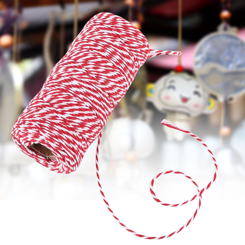 100m Handmade Double Color Cotton Thread Twine String Decoration(red White)