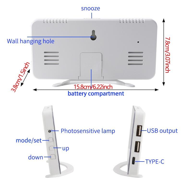 RGB Digital Alarm Clock with Color Changing Lights Desk Clock with Snooze, Dimmer,Dual USB, 1 Alarms