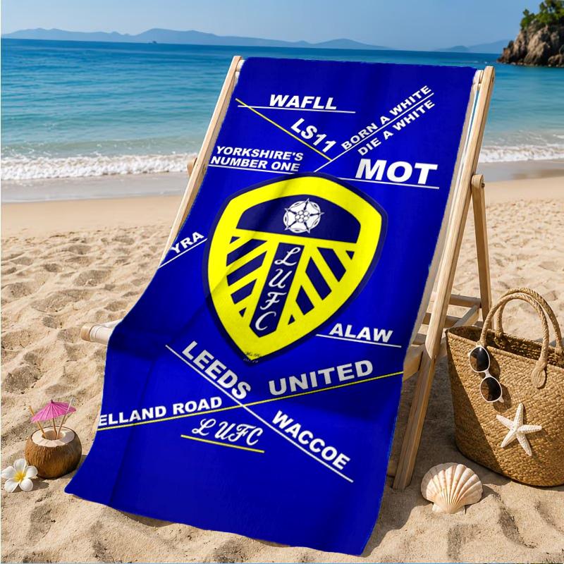 Leeds United Wappenmuster Strandtuch, Schnelltrocknend, Pflegeleicht, Geeignet für Fitness und Strandurlaub, Sport-Essential
