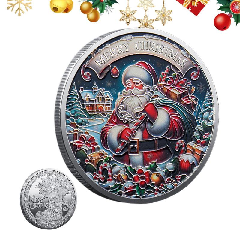 Christmas Coin Commemorative Coin Collection Crafts Santa Claus Pattern Collection Coin Christmas Decorations Commemorative Coin