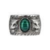Garten Serie Breiter Ring Tigerkopf Inlay Matt 925 Silber Malachit Ring Unisex Ringe Grün 461991-08349-4401