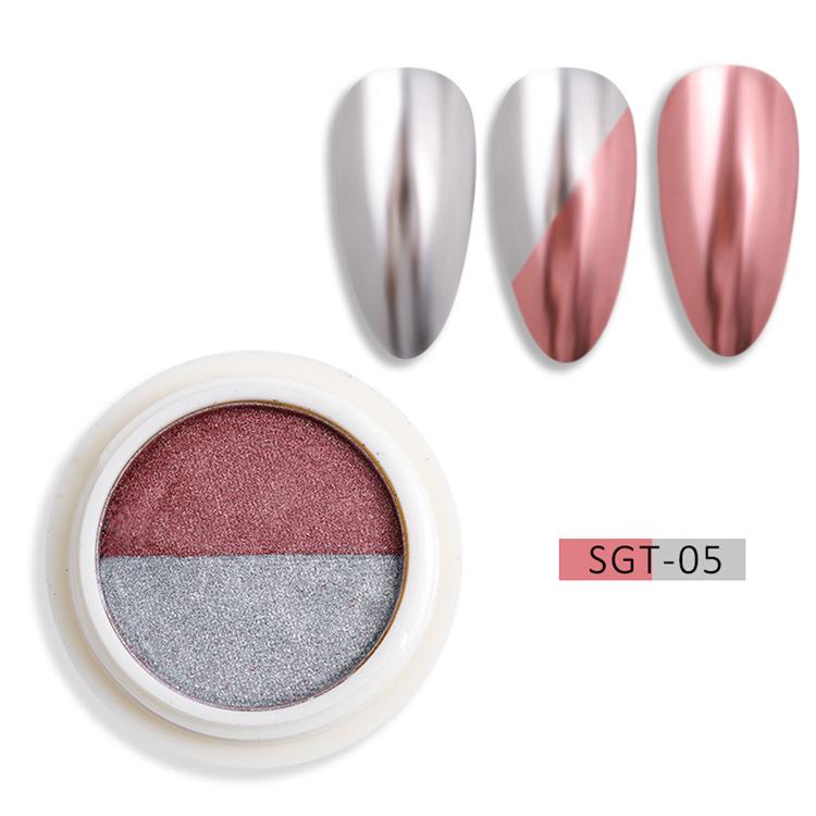 Nail Art Two-Color Solid Powder: Gold & Silver Super Shiny Titanium Glow