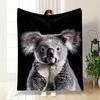 Cozy Koala on Black Blanket for all seasons blanket lunch break throw gift