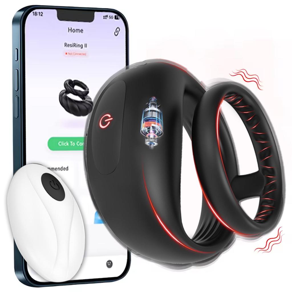 App Control Double Penis Ring Vibrator 10 Vibrations Cock Ring Penis Enhancer G Spot Vibrator Mens Vibrator for Longer Erections