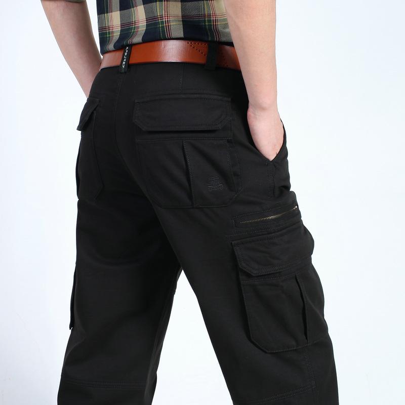 Men's Casual Straight-Leg Workwear Pants - Military Style, Spring/Autumn, Loose Fit, 9123