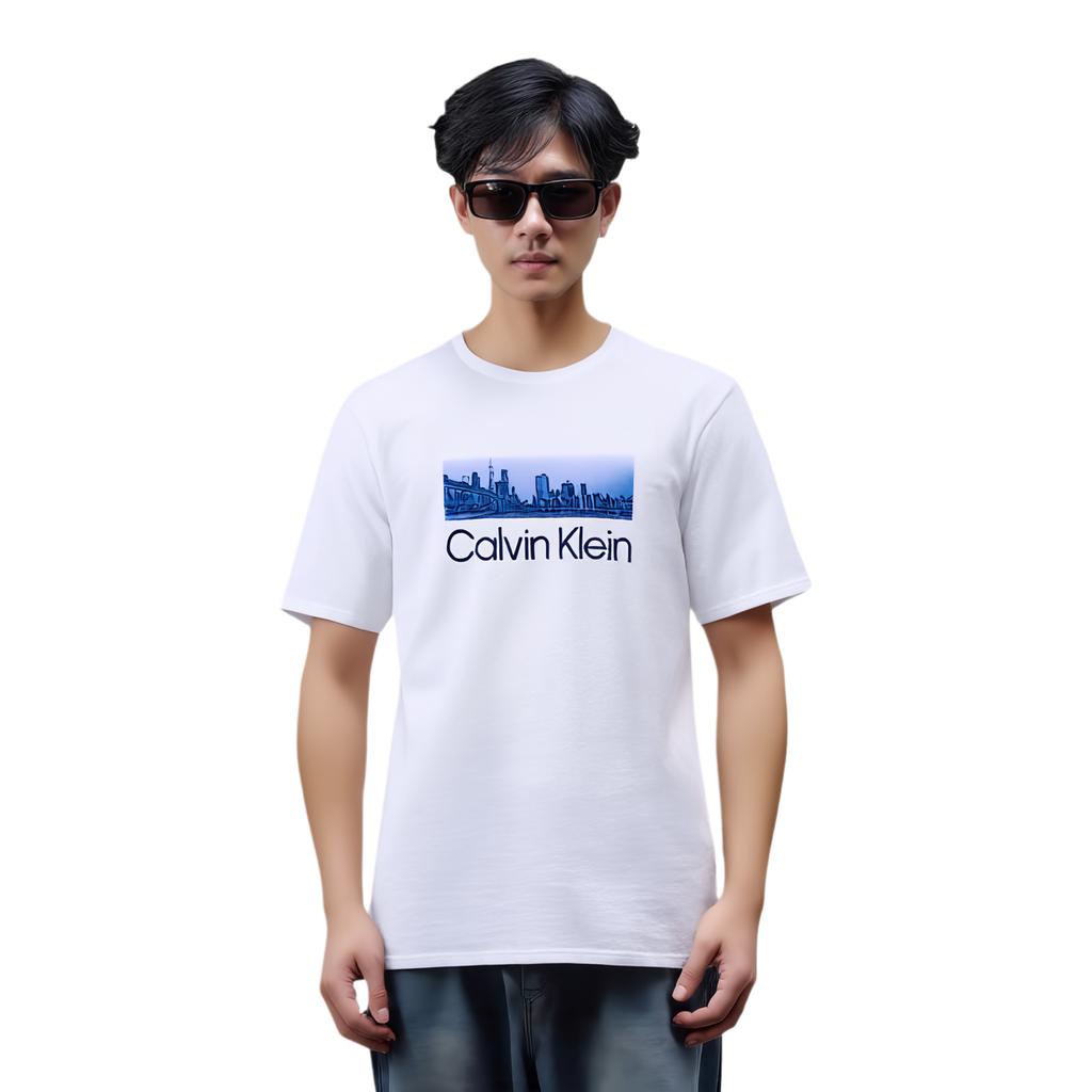 Calvin Klein Casual Comfortable Letter Logo Versatile Crew Neck Short Sleeve T-Shirt Men T-Shirt White 8R8056S-110