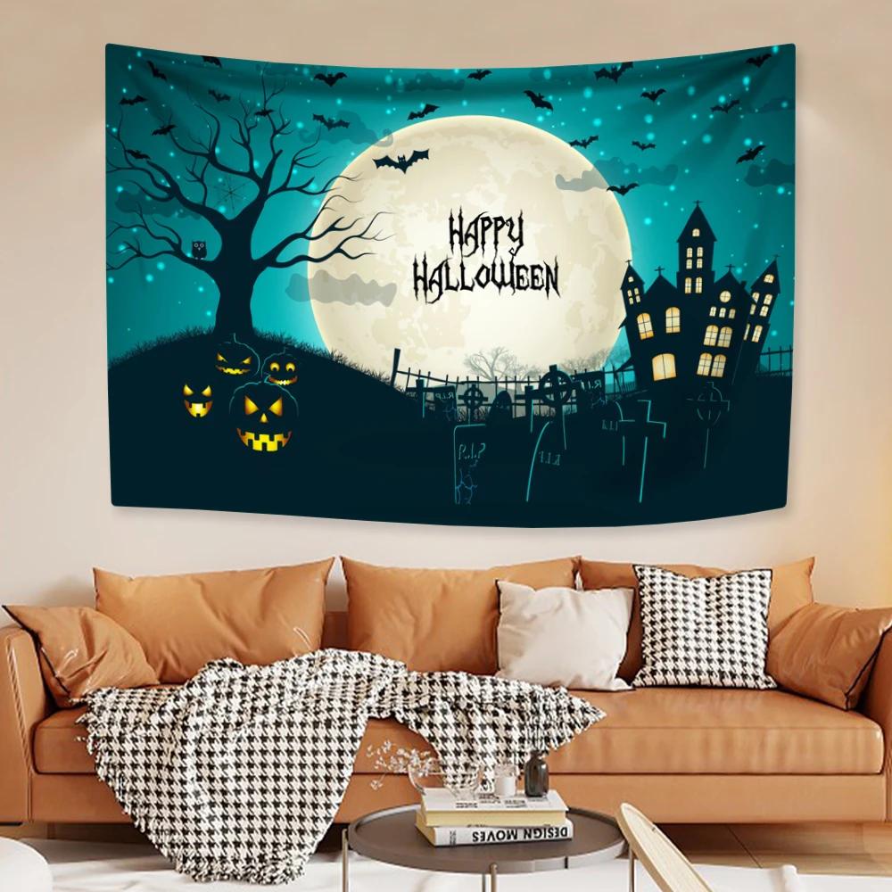 Cute Halloween Tapestry Pink Skull Pumpkin Home Decor Aesthetics Festivals Gift Living Room Party Backdround Cloth Sofa Blanket