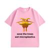 Save The Trees Eat Microplastics Funny Meme T-shirt Fashion Casual Short Sleeve T-shirts Men Women Cotton T Shirt