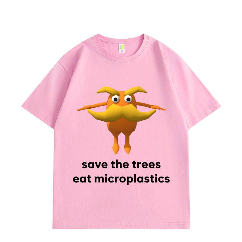 Save The Trees Eat Microplastics Funny Meme T-shirt Fashion Casual Short Sleeve T-shirts Men Women Cotton T Shirt