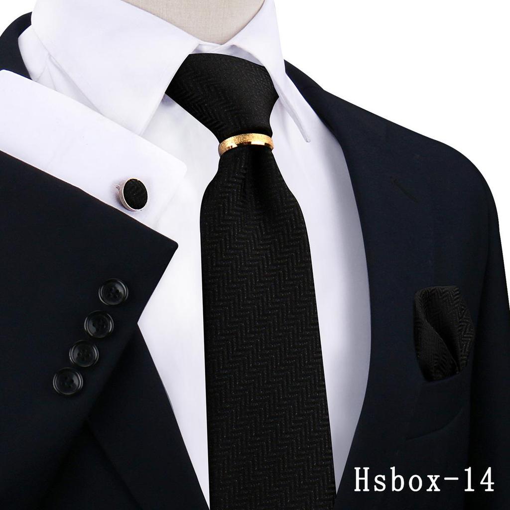 Men's Tie, Pocket Square, and Cufflinks 4-Piece Set - Cashew Flower Design, High-End Feel, 8cm Tie