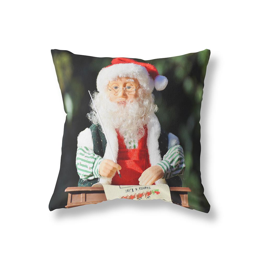 Merry Christmas Santa Claus Print Pattern Cushion Cover Home Living Room Sofa Decoration Square Pillow Pillow Cover