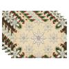 Linen Placemats Christmas Tree Gifts Snowflakes, Cream Green Red, Stain Resistant Easy to Clean, Dining Table
