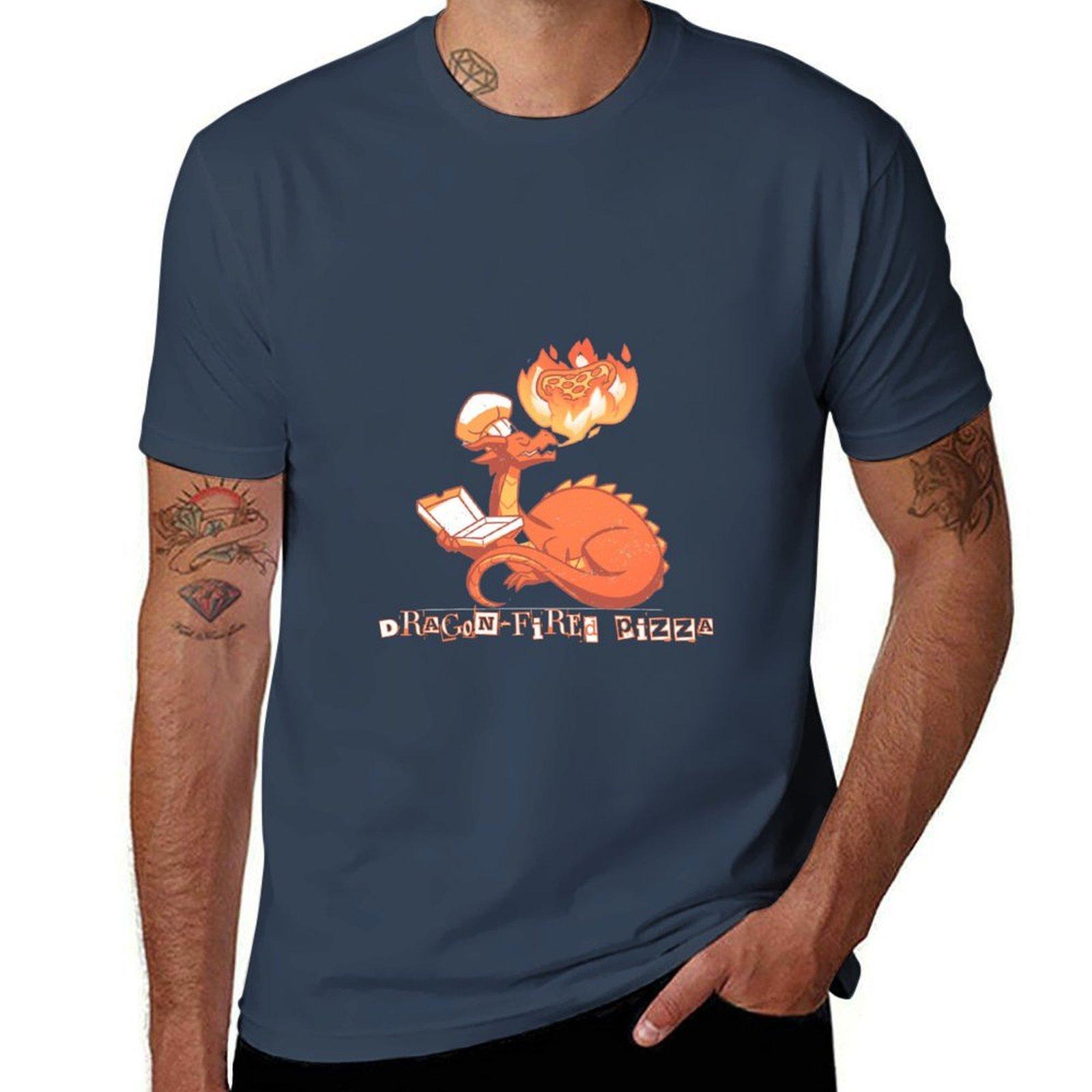 Смешная футболка с пиццей от дракона Футболка аниме футболки для мужчины футболка для мужчины Футболка S