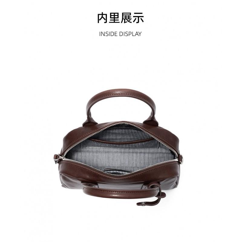 Genuine Leather Women's Bag New Bowling Cross-border Crystal Vegetable Tanned Cowhide Boston All-match Portable Cross-body
