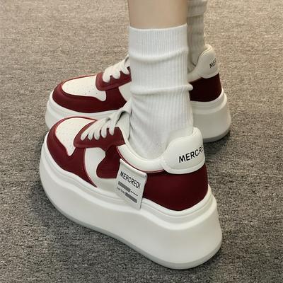 Platform White Shoes Women's 2025 Spring New Internet Celebrity Explosion Versatile Height-increasing Muffin Sports and Leisure Board Shoes Ins