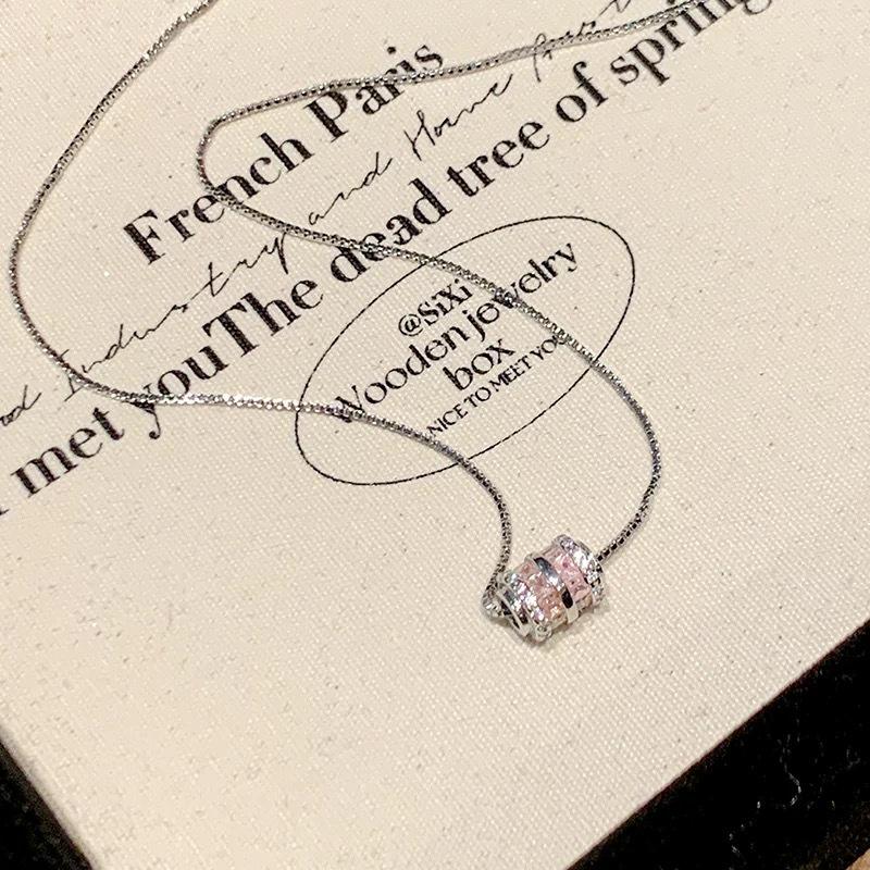 Женское розовое тонкое колье-чокер на ключицы с цирконами - Японский и корейский милый дизайн, Индивидуальный холодный стиль