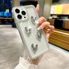 For iPhone 16 Pro Case Rhinestone Edge Electroplating Heart Shape Decor Soft TPU Phone Back Cover