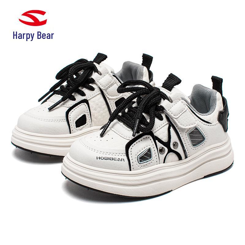 Habi Bear Kids' Spring & Autumn Synthetic Leather Sneakers - Casual Board Shoes for Boys & Girls