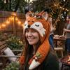 Warm Animal Hood Knitting Hat Adorable Woodland Animal Headwear Dragon Wolf Frog Hat  Party Cosplay