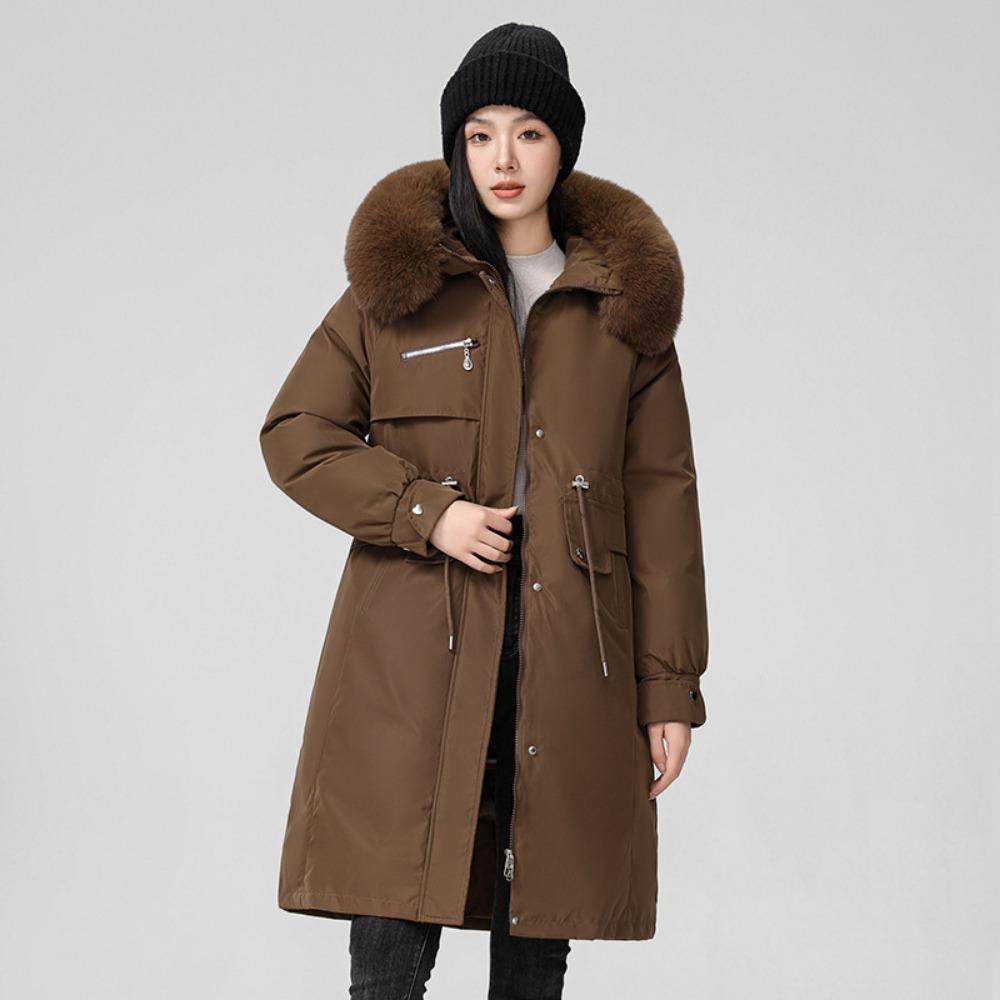 Winter new Korean version of hooded knee-length cotton clothes, piled and thickened, and two large-size coats.