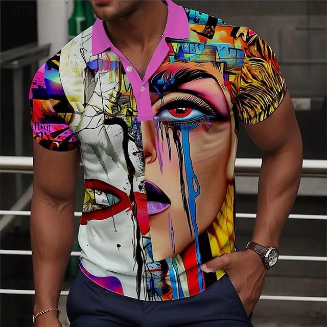 Summer New Casual Men's 3D High-quality Short Sleeved Button Polo Shirt