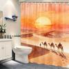 Watercolor Sunset Ocean Sailboat & Seagulls Waterproof Shower Curtain For Bathroom Decor