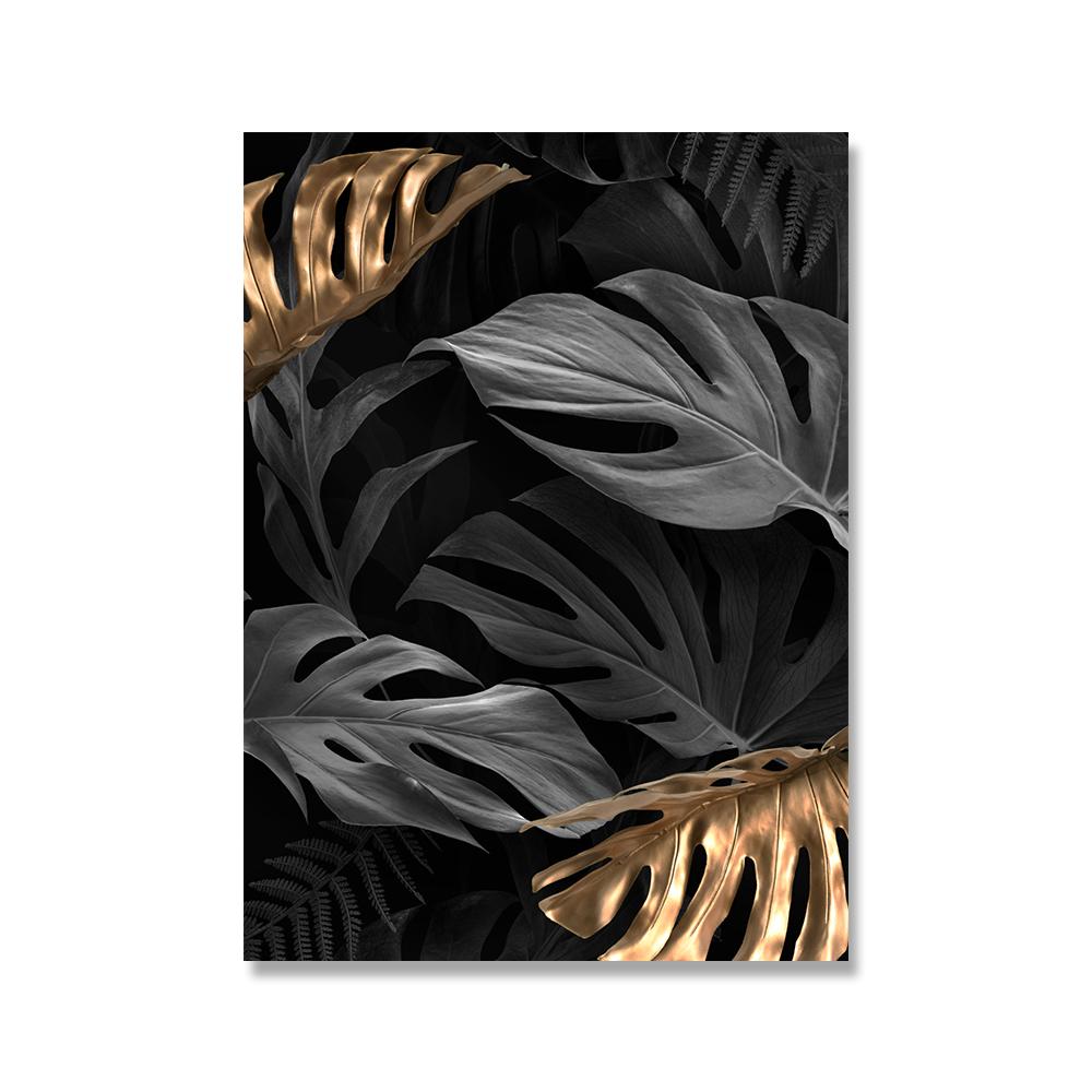 

Настенные картины для гостиной, домашний декор, скандинавский стиль, плакат с тропическими растениями, золотые листья, декоративная картина, современная картина 50x70cm No Framed