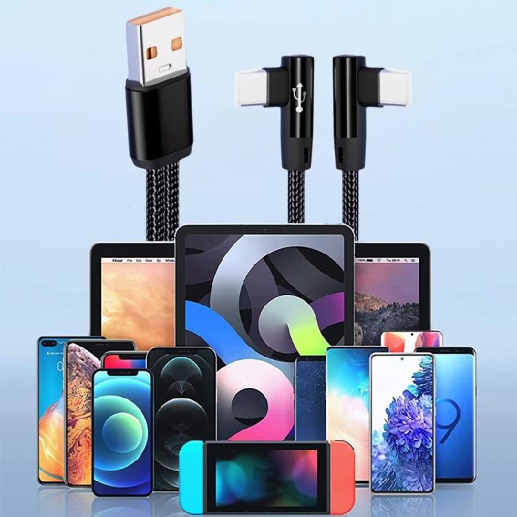 Flexible Angled 2 In 1 USB To USB C Split Charging Cable 5A Fast Charge Cord  For Efficient Power Delivery