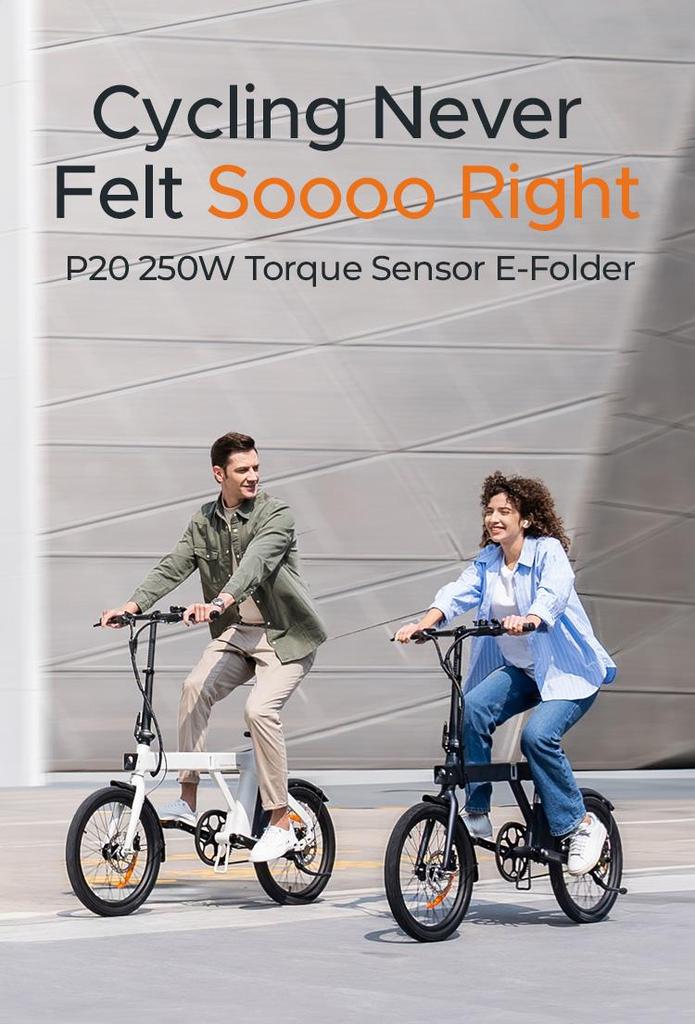 ENGWE P20 Foldable City E-Bike | 36V 9.6Ah | 100KM Range | Hydraulic Brakes | Silent Belt Drive