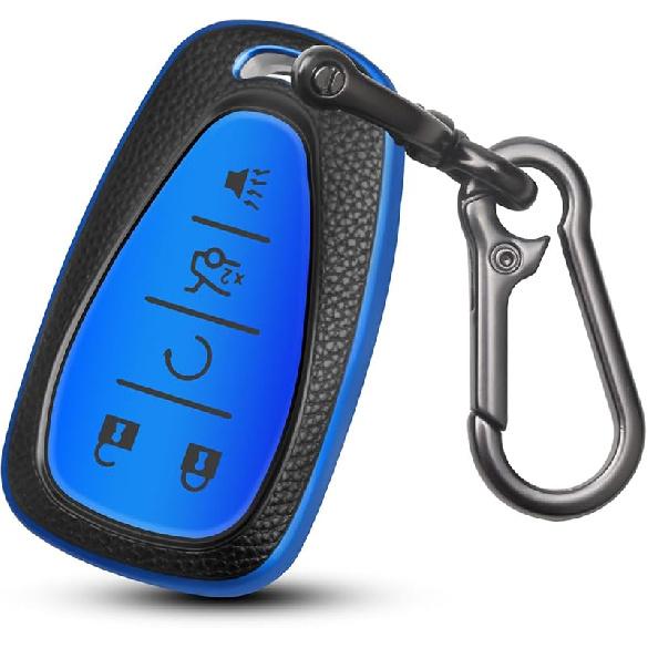 for Chevy Key Fob Cover, 5 Button Key Case for Chevrolet Equinox Malibu Trailblazer Traverse Volt Bolt, Red