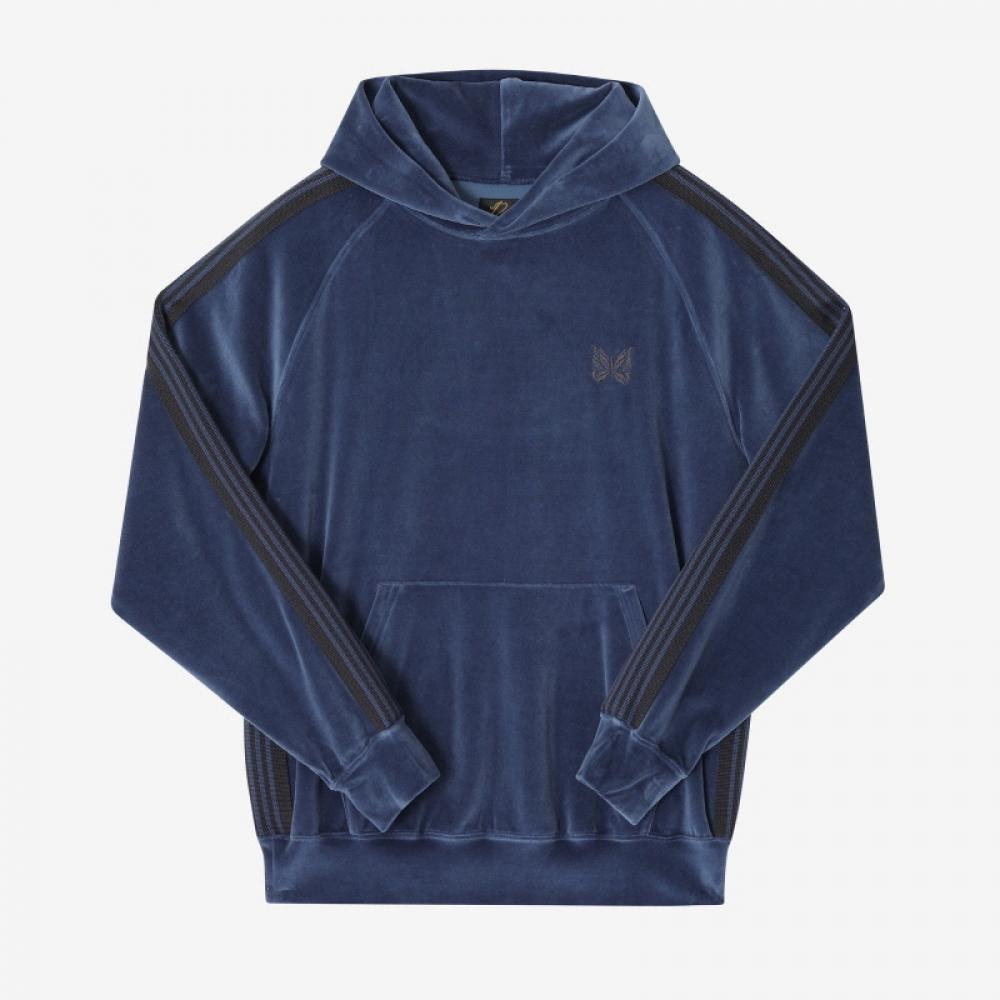 Needles Ns252 B Smoke Blue Velour Track Hoodie For Men
