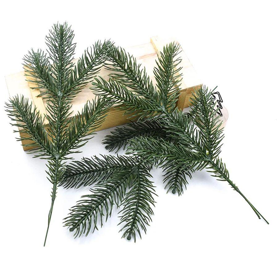 20/50pcs Artificial Plants Plastics Single Tube Pine Needle Christmas Tree Decor Home Room Accessory Green Leaves Diy Bonsai Box