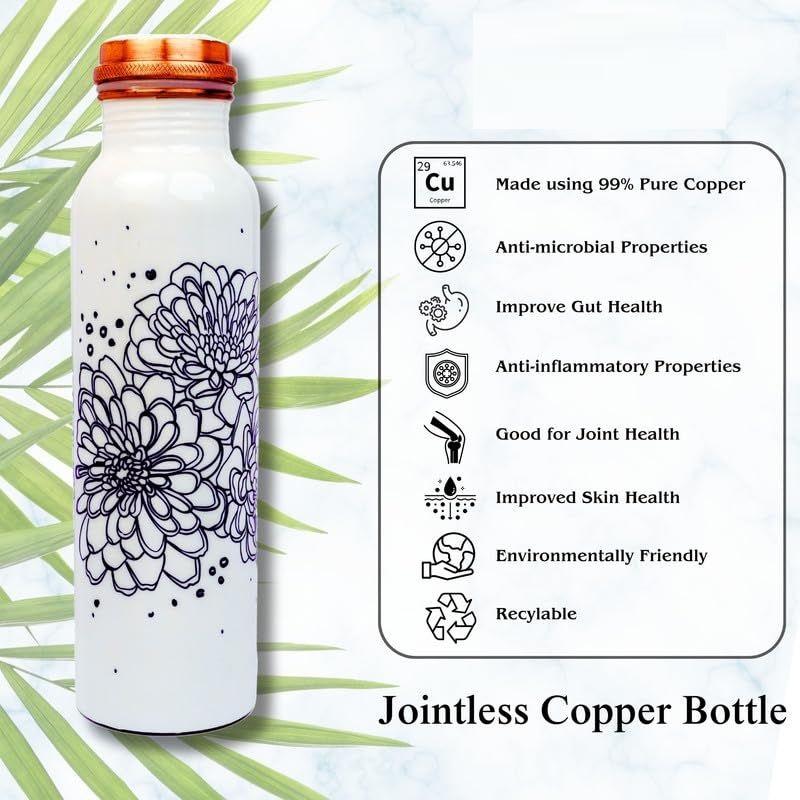 1 Liter Capacity, Rust & Leak Proof for Office/Yoga/Home/Gym/Trekking/Travel, BPA Free, With Anti-Microbial Properties (Flower Blue)