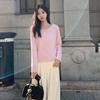 Autumn Winter New Women Cardigan Sweater Women Fashion Casual Pink Round Neck Loose Knitwear Ladies Sweater Female Top