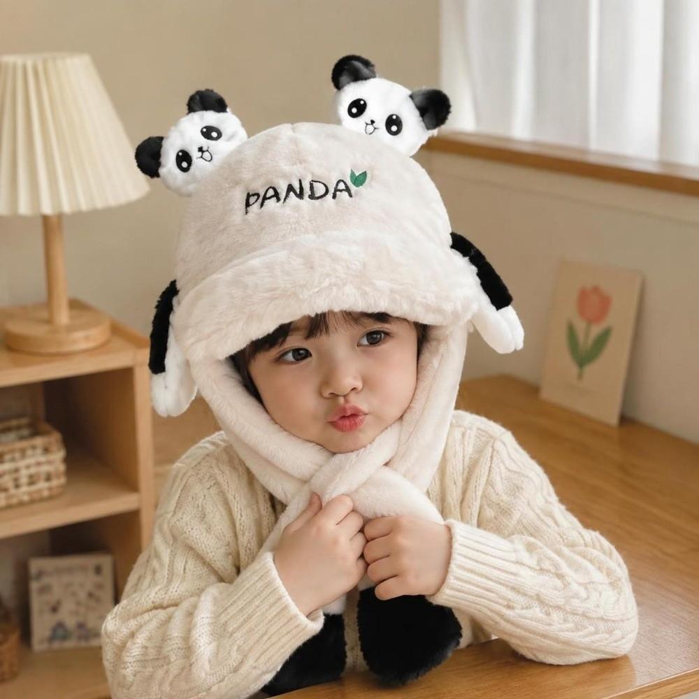 Thickened Kids Ear Protection Hat Windproof Moving Ear Hat New Panda Warm Cap  Autumn Winter