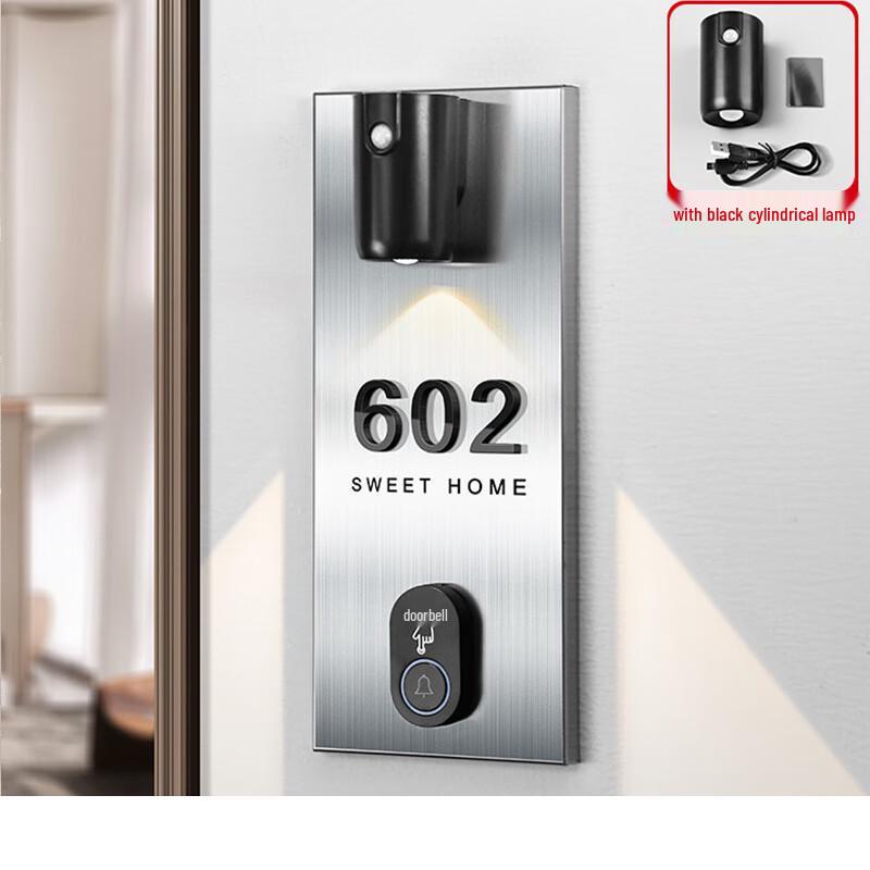 

Sweet Home Stainless Steel Door Sign with Battery Doorbell and LED Light