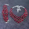 Mozambique Garnet Gemstone Handmade 925 Sterling Silver Jewelry Set P1h34