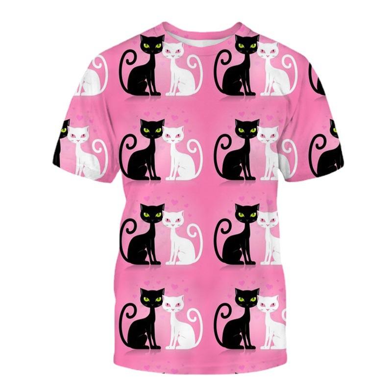 Cute Animal Series Short Sleeved 3D Digital Printed Short Sleeved Casual Top Shirt