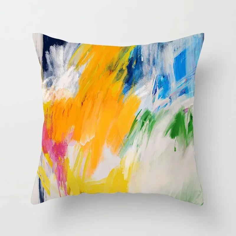 Abstract Striped Geometric Throw Pillow Cover With Short Plush Print For Living Room Sofa Decoration Cushion Cover Pillow Covers