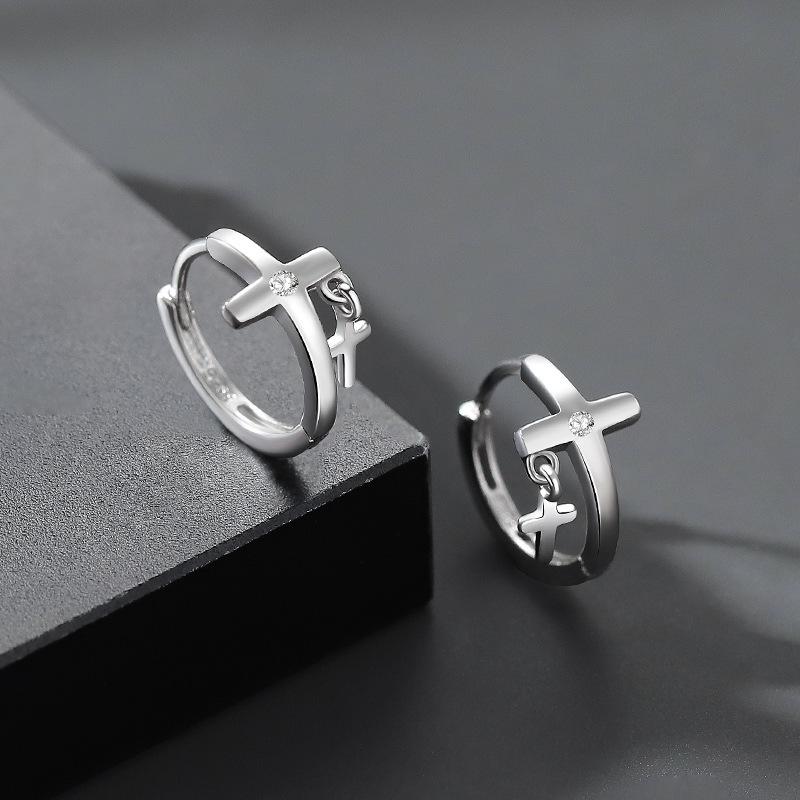 

Чоловічі сережки-пусети подвійний хрест з покриттям сріблом 925 проби - Трендовий американський нішевий дизайн