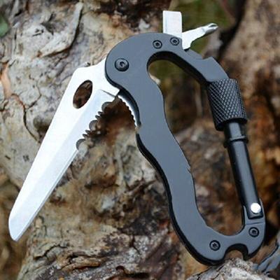 5 In 1 Outdoor Multi Function Mountaineering Buckle Fast Hanging Buckle Cross Screwdriver Carabiner Bottle Opener Wine Opener