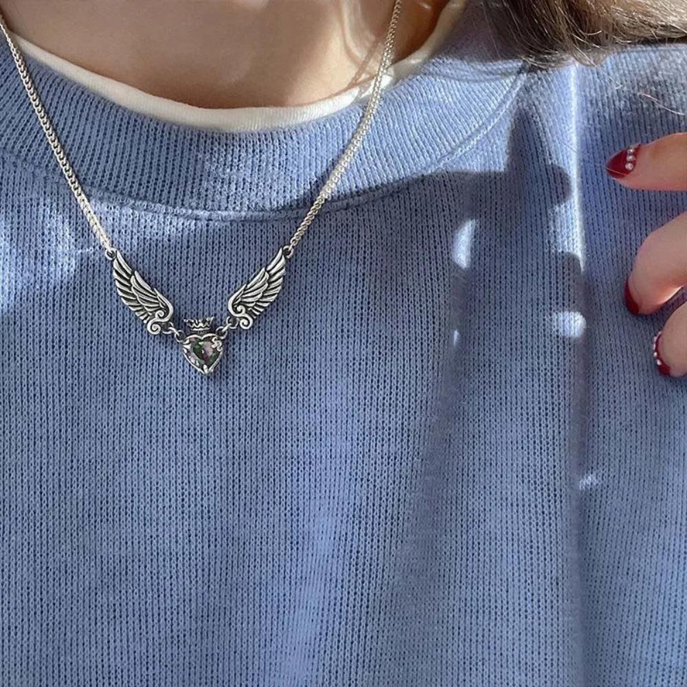 

Универсальное ожерелье с короной и крыльями любви, красивые обручальные ожерелья, свадебное ожерелье унисекс