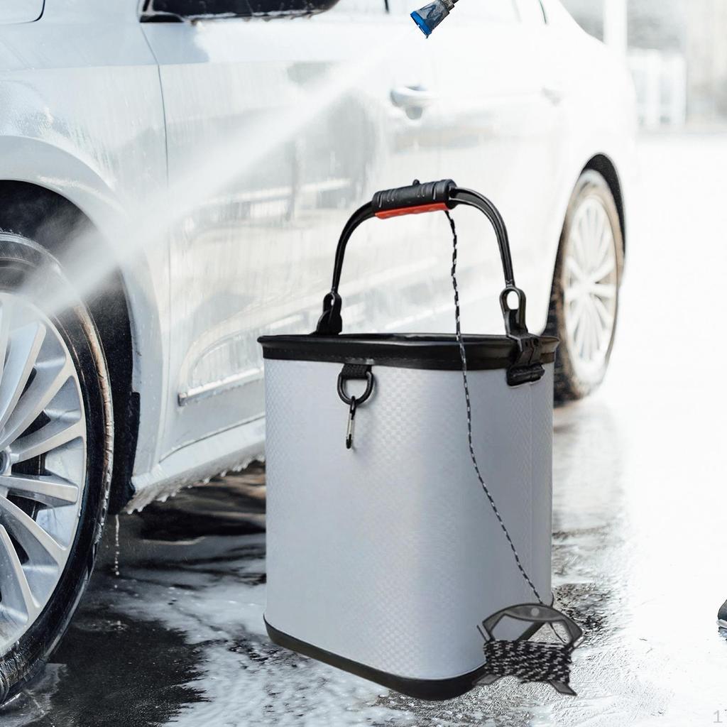 Fish Bucket Container Wash Basin Traveling Beach EVA with Rope 17L Live Holder Camping Water