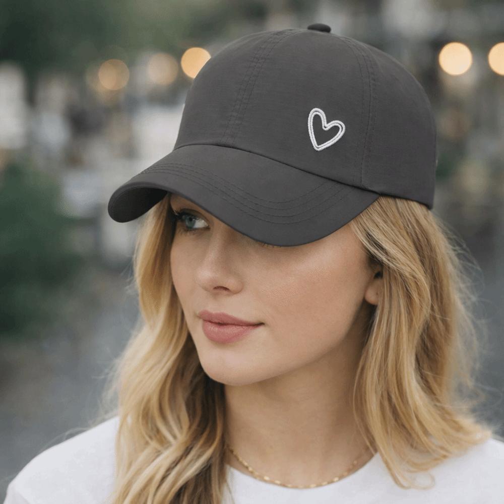 Love Heart Sunshade Sun Hat Adjustable Snapback Hat Simple Ponytail Baseball Cap  Camping