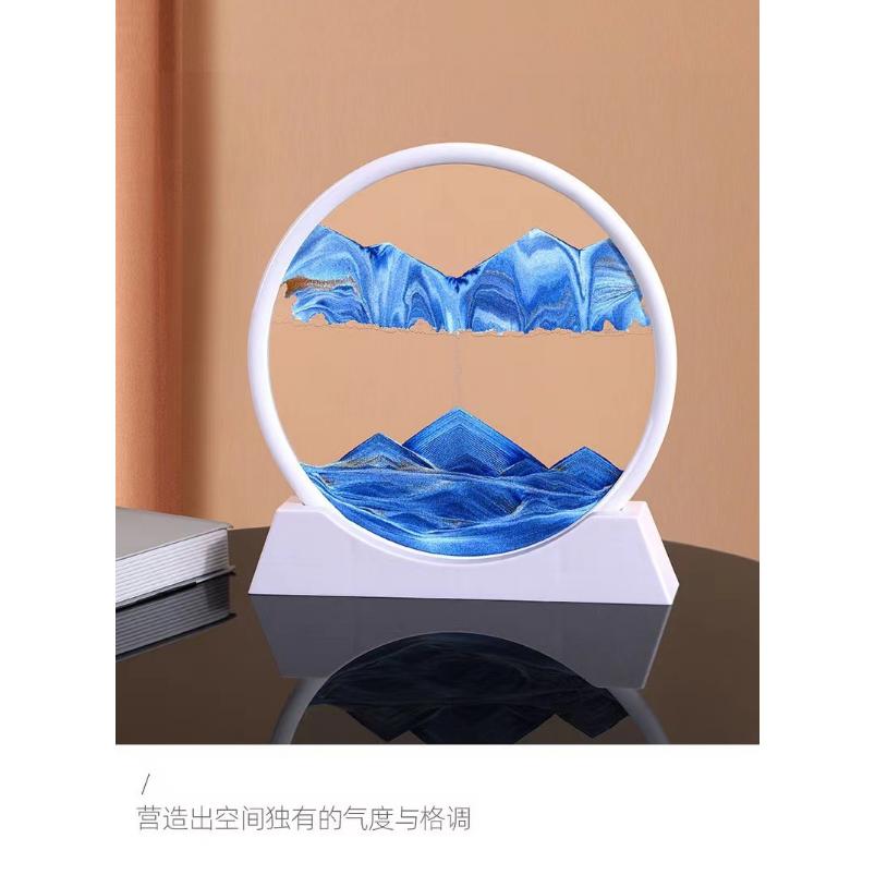 3D Moving Sand Art Picture Round Glass Deep Sea Sandscape Hourglass Quicksand Craft Flowing Sand Painting Office Home Decor Gift