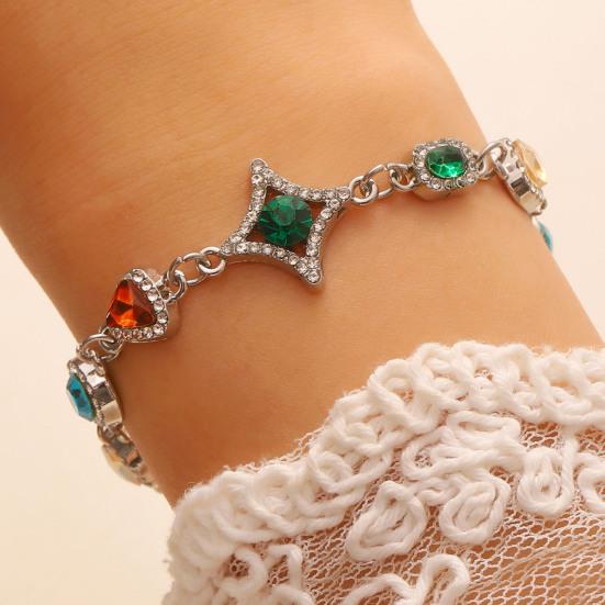 Colorful Faux Gem Necklace Women Retro Necklace Bracelet Sparkling Rhinestone Necklace for Jewelry Gift Parties Dating Weddings