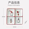 Nordic Square Ceramic Divider Plate Nordic Santa Claus Plate Christmas Decorative Tableware Ceramic Snack Plate Holiday Ornament