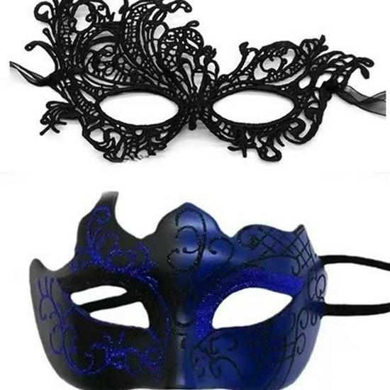 Herren Goldpuder Maskenball Halbmaske mit Spitzenbesatz