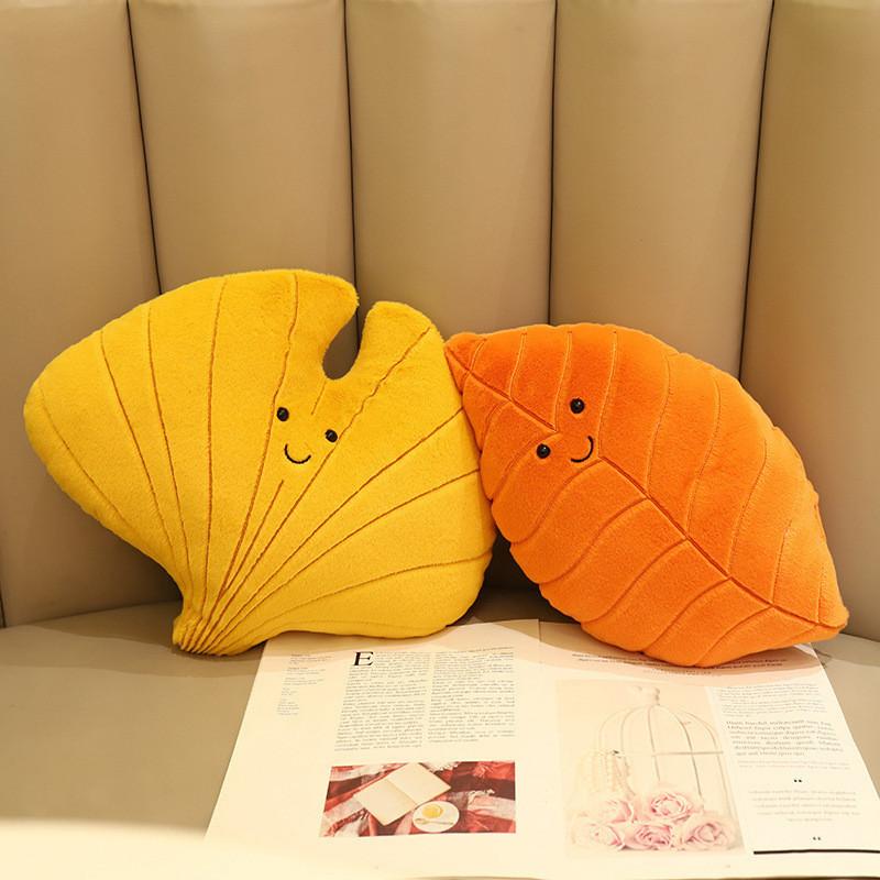 Cozy Leaf Pillow Plush Toy Decorative Cushion For Kids Room Green Plant Decor
